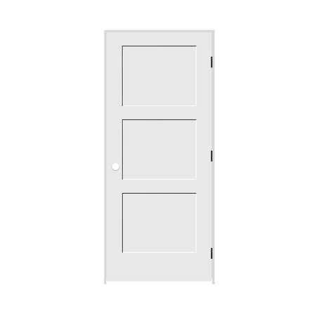 TRIMLITE 28"x84"x13/8" Primed 3Panel Equal Panel Interior Shaker 69/16" LH Prehung Door Matte Black Hinges 2470pri8433LH10B6916